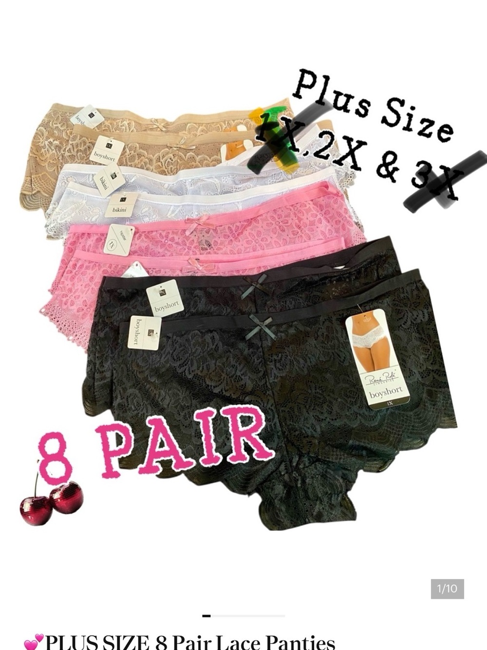 💕PLUS SIZE 8 Pair Lace Panties